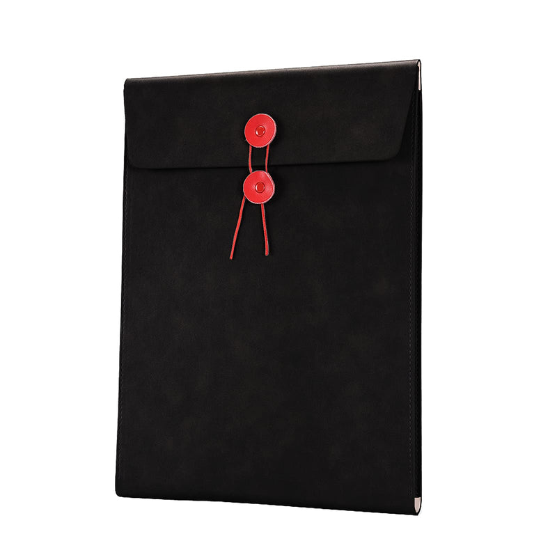 [Australia - AusPower] - Enyuwlcm PU Leather A4 File Folder Document Holder Filing Envelope Project File Portfolio with String Tie Closure 3/4 Inch Expansion Black 