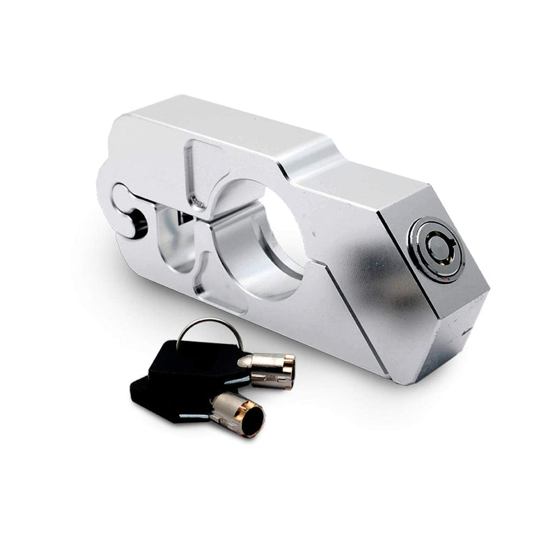 [Australia - AusPower] - Motorcycle Locks Heavy Duty Anti Theft Adjustable Bike Handlebar Lock for Protection Universal ATV Alloy CNC Handle Throttle Grip Security Lock with 2 Keys,Motorcycle Lock Silver 