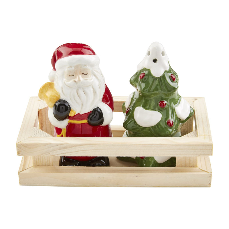 [Australia - AusPower] - Mud Pie Christmas Tree and Santa Salt & Pepper Shaker Set, 3.5" x 5" 