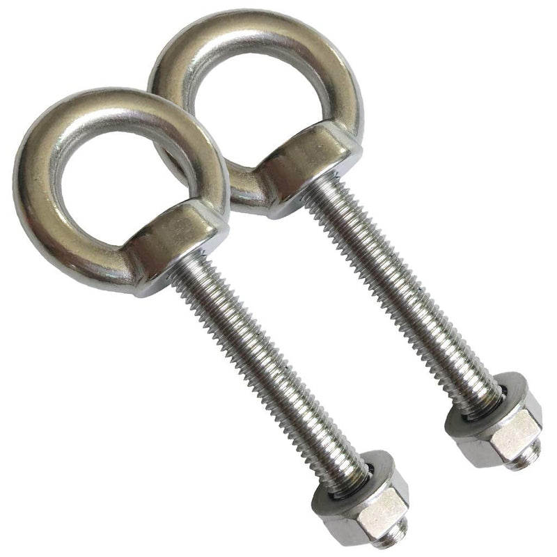[Australia - AusPower] - HYXXYY Stainless Steel Eye Bolt, 2pack M10 Shoulder Eye Bolts 3/8" X 2.75"with Nuts and Washer Thread Lifting Ring Eyebolt 2pcs 
