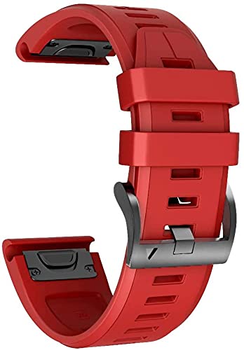 [Australia - AusPower] - PlusChic Compatible with Garmin Fenix 5X/ Fenix 6X/ Fenix 3/ Fenix 5X Plus/ Fenix 6X Pro Smart Watch Bands, Quick-Fit Soft Silicone Bands Bracelet Sports Strap for Men & Women Red 