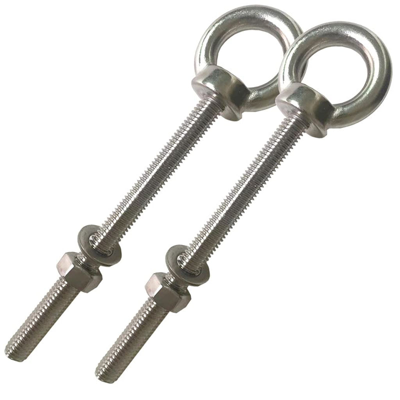 [Australia - AusPower] - HYXXYY Stainless Steel Eye Bolt, 2pack M8 Shoulder Eye Bolts 5/16" X 4"with Nuts and Washer Thread Lifting Ring Eyebolt, Long 2 pack 