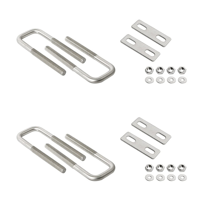 [Australia - AusPower] - Aoje-Link Square U-Bolts 0.79"(20mm) Inner Width M6 Thread 304 Stainless Steel Silver with Plates Nuts Flat Washers for Car/RV/Trailer Bumper, 4Pcs M6x20x70mm 