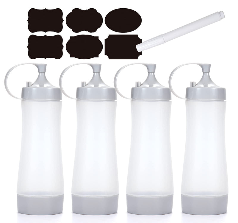 [Australia - AusPower] - Qiuhome Condiment Squeeze Bottle,Ketchup Squeeze Bottle,Plastic Squeeze Bottle, 12oz (Mica Gray) Mica Gray 