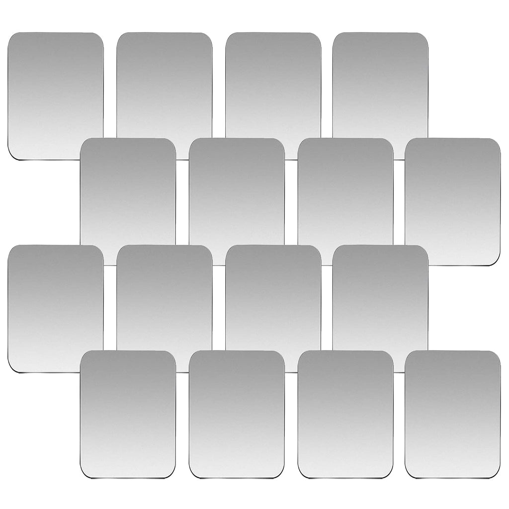 [Australia - AusPower] - SALEX Replacement Metal Plates Set for Magnetic Car Phone Holders, Wall, Air Vent Mounts, Cases, Magnets. Kit of 16 Silver Rectangular Iron Discs Without Holes. 3M Adhesive Backing. Disks 16 Pack Rectangular / 16 Pack 