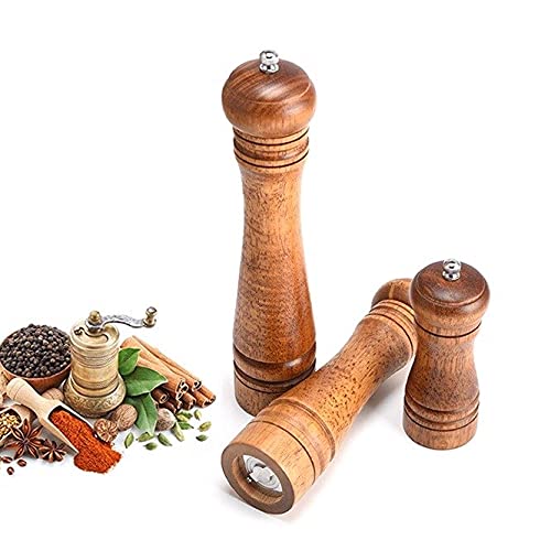 [Australia - AusPower] - Pepper Grinder, Vintage Manual Kitchen Pepper Mill with Adjustable Grinder, Solid Wood, One Year Warranty, 5-Inch, Bacow 