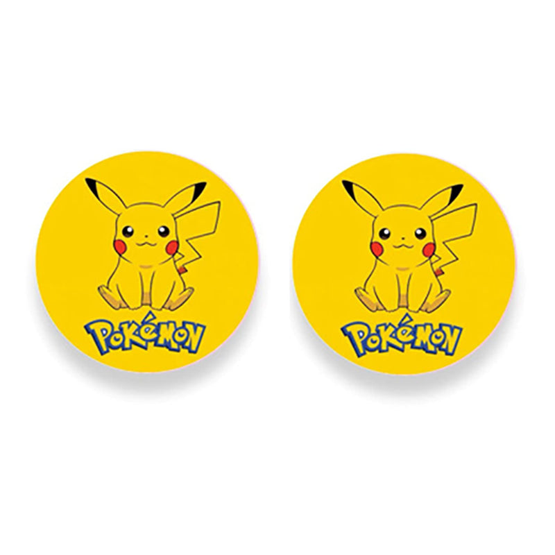 [Australia - AusPower] - SALEX Replacement Metal Plates Set with Pokemon (Pikachu) Print. Kit of 2 Round Iron Discs Without Holes for Magnetic Car Phone Holders, Wall & Air Vent Mounts, Magnets. 3M Adhesive Backing. 2 Pack. Pokemon / 2 Pack 