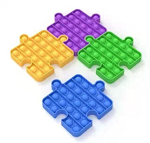 [Australia - AusPower] - 4-Piece Puzzle Set Push Pop Fidget Toy, Multi-Sensory, School Supply list must have, Fun for Boys Girls and Adults, Stress Reliever & Anti-Anxiety Squishy, for Autism ADD ADHD. 4-Piece Puzzle 