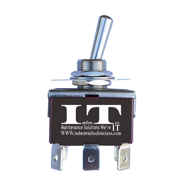 [Australia - AusPower] - IndusTec Double Pole Double Throw 2 Position Latching Maintained 6 Pin Toggle Switch 20 Amps at 120 VAC 