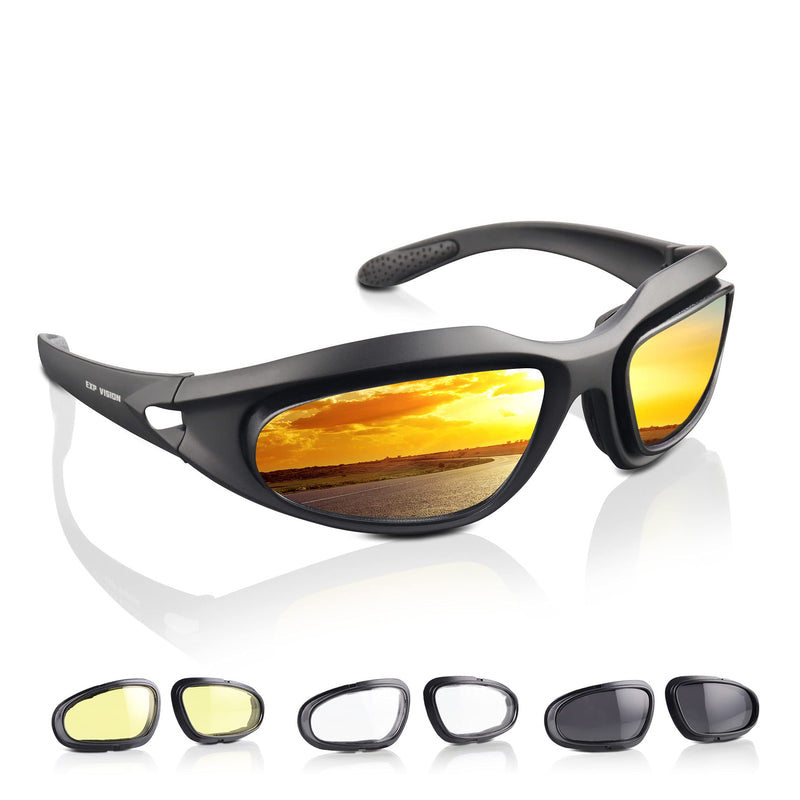 [Australia - AusPower] - Polarized Motorcycle Riding Goggles, Windproof Cycling Glasses UV400 Outdoor Sports Sunglasses Interchangeable Lenes for Running, Baseball Golf, Driving, Fishing, Riding, Mountain Bike, Hiking 