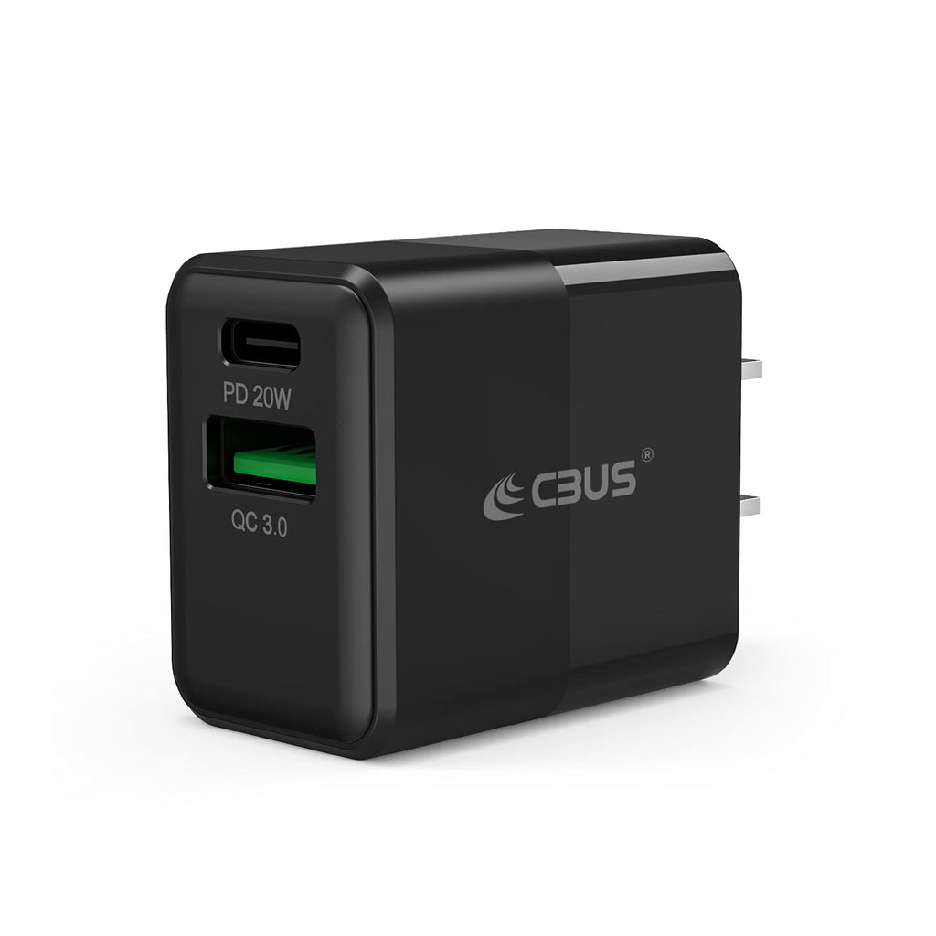 [Australia - AusPower] - CBUS 20W, 2-Port Fast Charger Power Adapter Compatible with iPhone, iPad/Pro/Air/Mini (Black) 