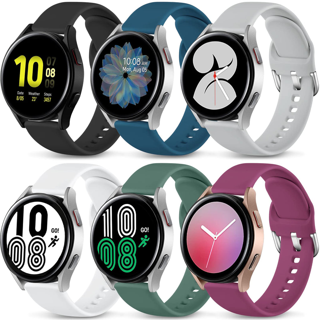 [Australia - AusPower] - Lerobo 6 Pack Bands Compatible for Samsung Galaxy Watch 4/Active 2 40mm 44mm/Active, Watch 4 Classic 46mm 42mm,Watch 3 41mm,Galaxy Watch 42mm,20mm Soft Silicone Wristband Replacement Women Men Small Black/White/Wine/Gray/Slate Blue/Pine Green 
