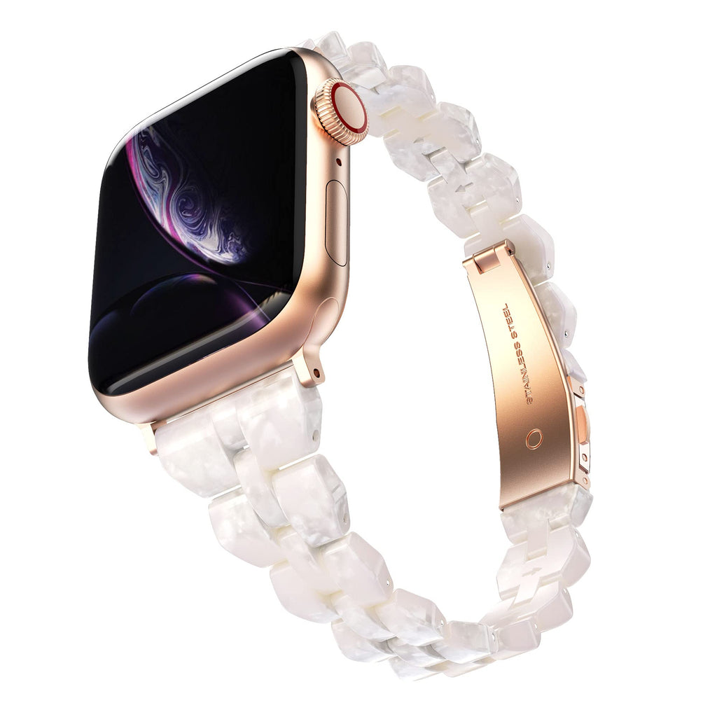 [Australia - AusPower] - BaiHui Bands Compatible with Apple Watch Band 44mm 45mm 42mm 38mm 40mm 41mm Women, Fashion Resin Watch Band Lightweight Wristband Strap Compatible for Watch Series 7 6 5 4 3 2 1 SE White Flower 45mm/44mm/42mm 