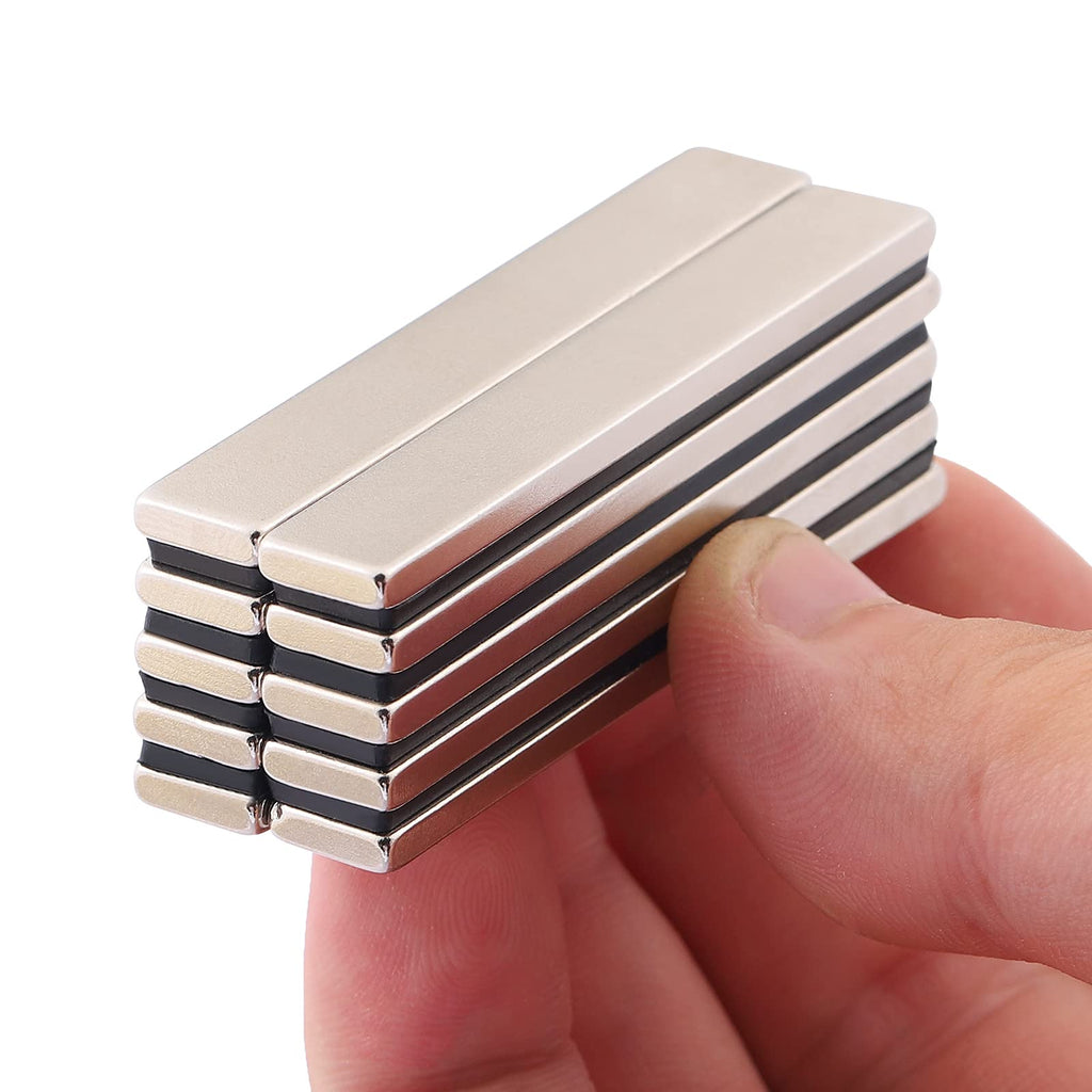 [Australia - AusPower] - 10 Pack Neodymium Bar Magnets, High Strength Rare-Earth Magnets for Crafts, DIY,Office,Fridge,and Science Education-60 x 10 x 3 mm 