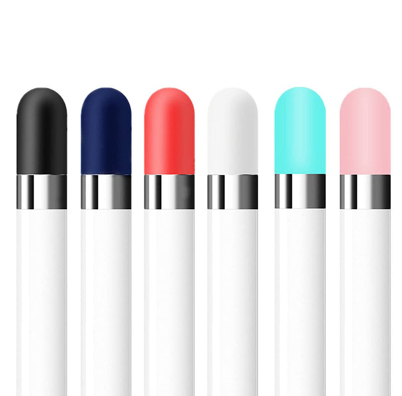 [Australia - AusPower] - [6 Pack] Fudda Replacement Cap for Apple Pencil 1st Generation - Silicone Protective Cap Cover Compatible with iPad Pro 9.7/10.5/12.9 Pen (Black, Navy, Red, White, Mint, Pink) 
