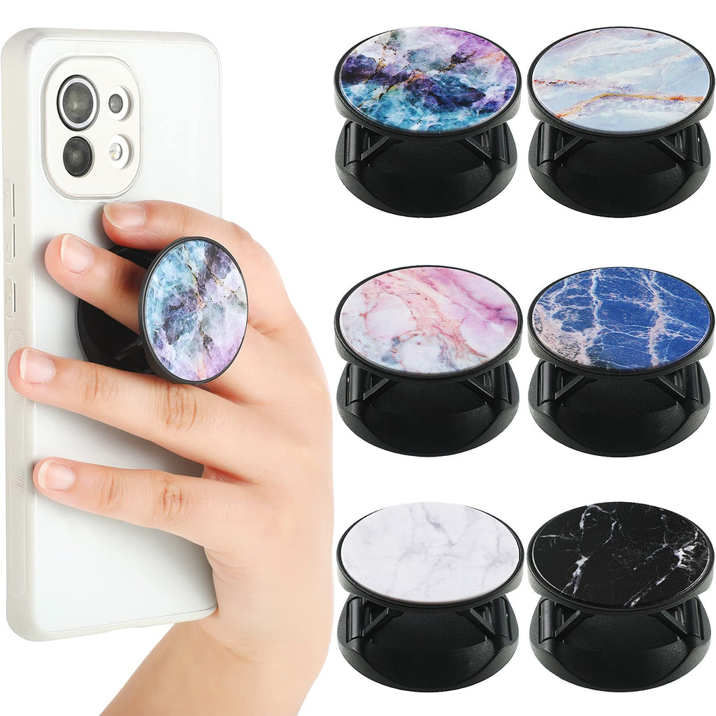 [Australia - AusPower] - 6 Pieces Marble Phone Grip Holder Stand Marble Phone Finger Holders Kickstand Hand Grip Widely Compatible with Most Phones Cases Phone Grip for Smartphone and Tablets (Classic Color) Classic Color 