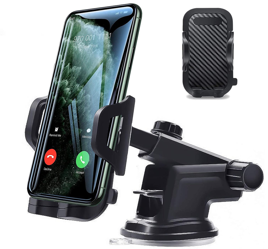 [Australia - AusPower] - Car Phone Mount - Windshield/Dashboard Car Phone Holder，360 Degree Rotation Universal Suction Mount Stand Compatible with All Smartphones (Soft Open and clamp) 