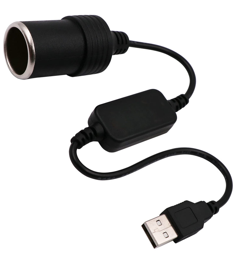 [Australia - AusPower] - WYMECT USB A Male to 12V Car Cigarette Lighter Socket Female Converter Cable (8W Max) Black 