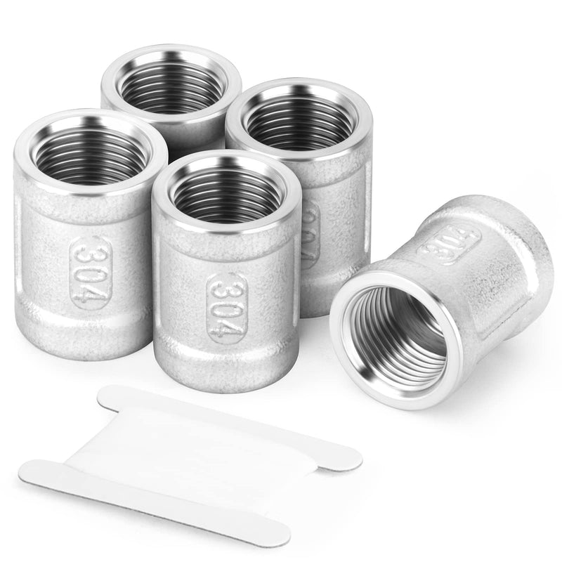 [Australia - AusPower] - TAISHER 5PCS 304 Stainless Steel Cast Pipe Fitting, Coupling, 3/8" x 3/8" Female Threaded 3/8" NPT 5 