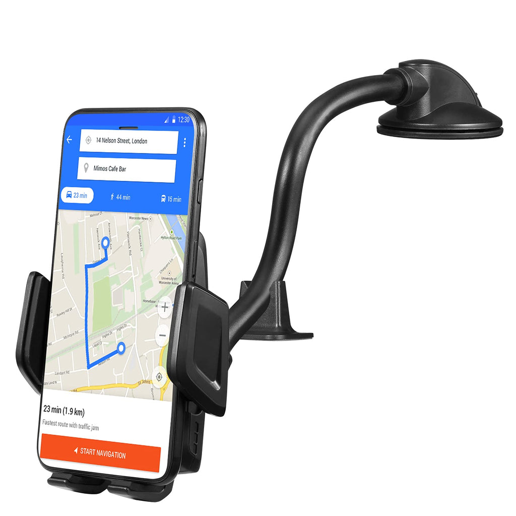 [Australia - AusPower] - IRUNME Car Phone Mount, Dashboard Windshield Car Phone Holder with 9 Inches Gooseneck Long Arm, Strong Sticky Gel Suction Cup, Anti-Shake Stabilizer Compatible All iPhone ,Galaxy, Moto 