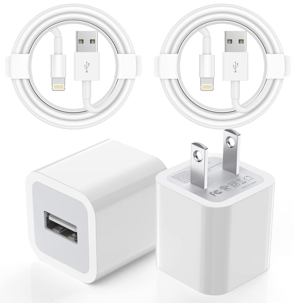 [Australia - AusPower] - [Apple MFi Certified] iPhone Charger, 2 Set USB Wall Charger Travel Plug Block Rapid Charging Sync Transfer Cable Cord Compatible iPhone 12/11 Pro/X/Xs Max/XR/X/8 Plus/7 Plus/6/6s/5/SE 2020/AirPods 