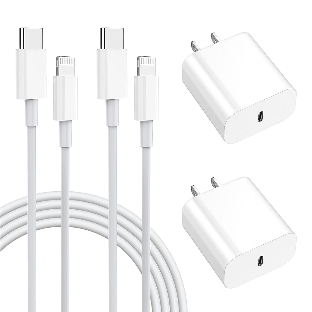 [Australia - AusPower] - iPhone Charger, Amoner 2 Pack 20W PD USB C Wall Charger Type C Fast Charger with 2 Pack MFi Certified 3FT C to Lightning Cable Compatible iPhone 12/13/12mini/12Pro/11/11Pro/XR and More white-4pack 