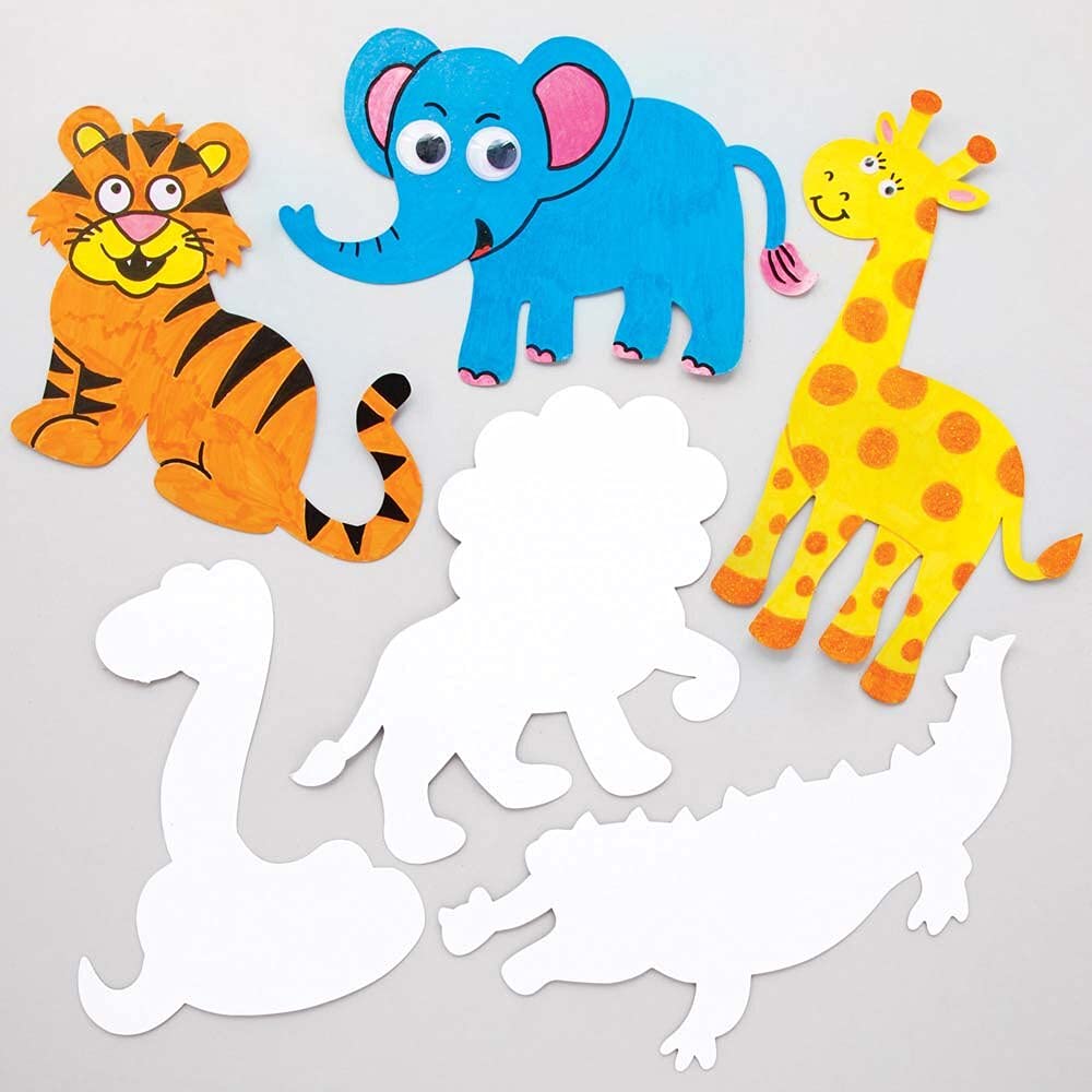 [Australia - AusPower] - Baker Ross Jungle Animal Card Shapes - Pack of 30, Colored Art Supplies for Kids Craft Blanks and Making Activities (FE226) 