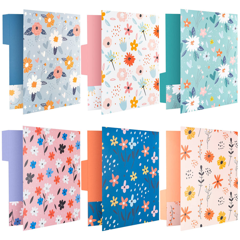 [Australia - AusPower] - Decorative File Folders, 12-Pack Cute Spring Floral File Folders, Letter Size, 6 Designs Spring Florets 