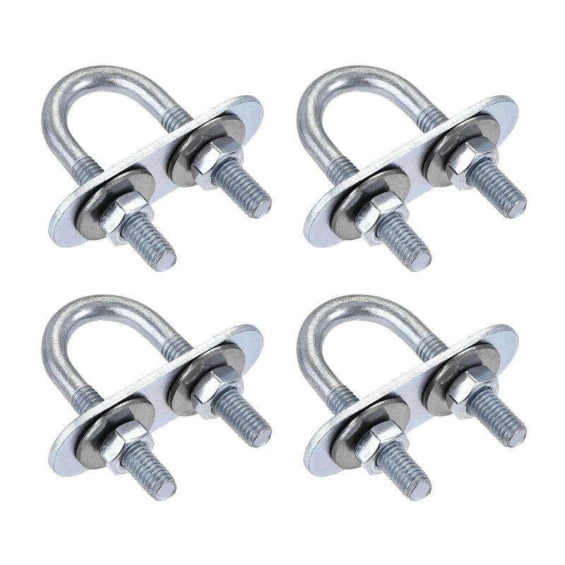 [Australia - AusPower] - uxcell Round U-Bolt 0.63"(16mm) Inner Width 46mm Length Steel M6 with Nut, Plate, Washer 4 Sets 