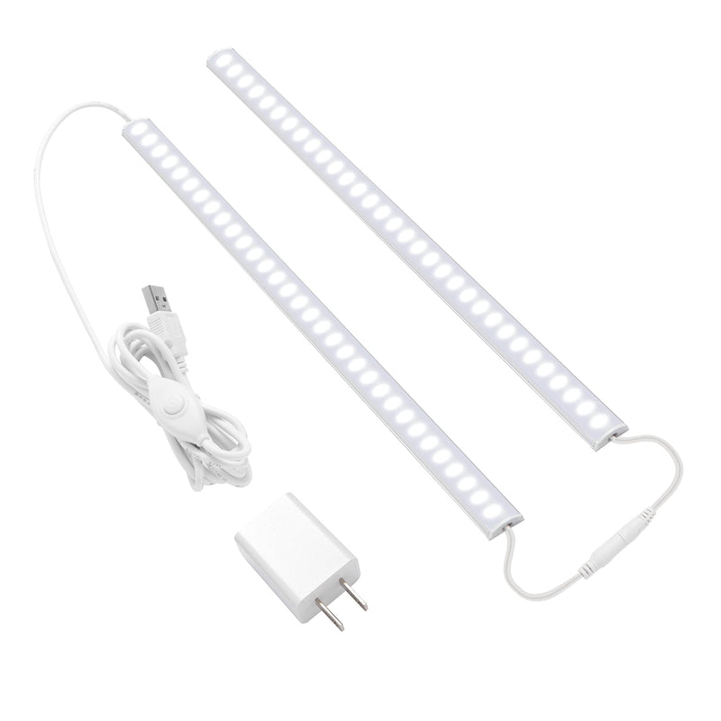 [Australia - AusPower] - Plug-in Under Cabinet Lighting, 2pcs 12 Inch Dimmable Closet Light, Cold White 6000K Linkable USB LED Light Bar, Memory Function, Under Counter Lights for Kitchen, Desk, Workspace 