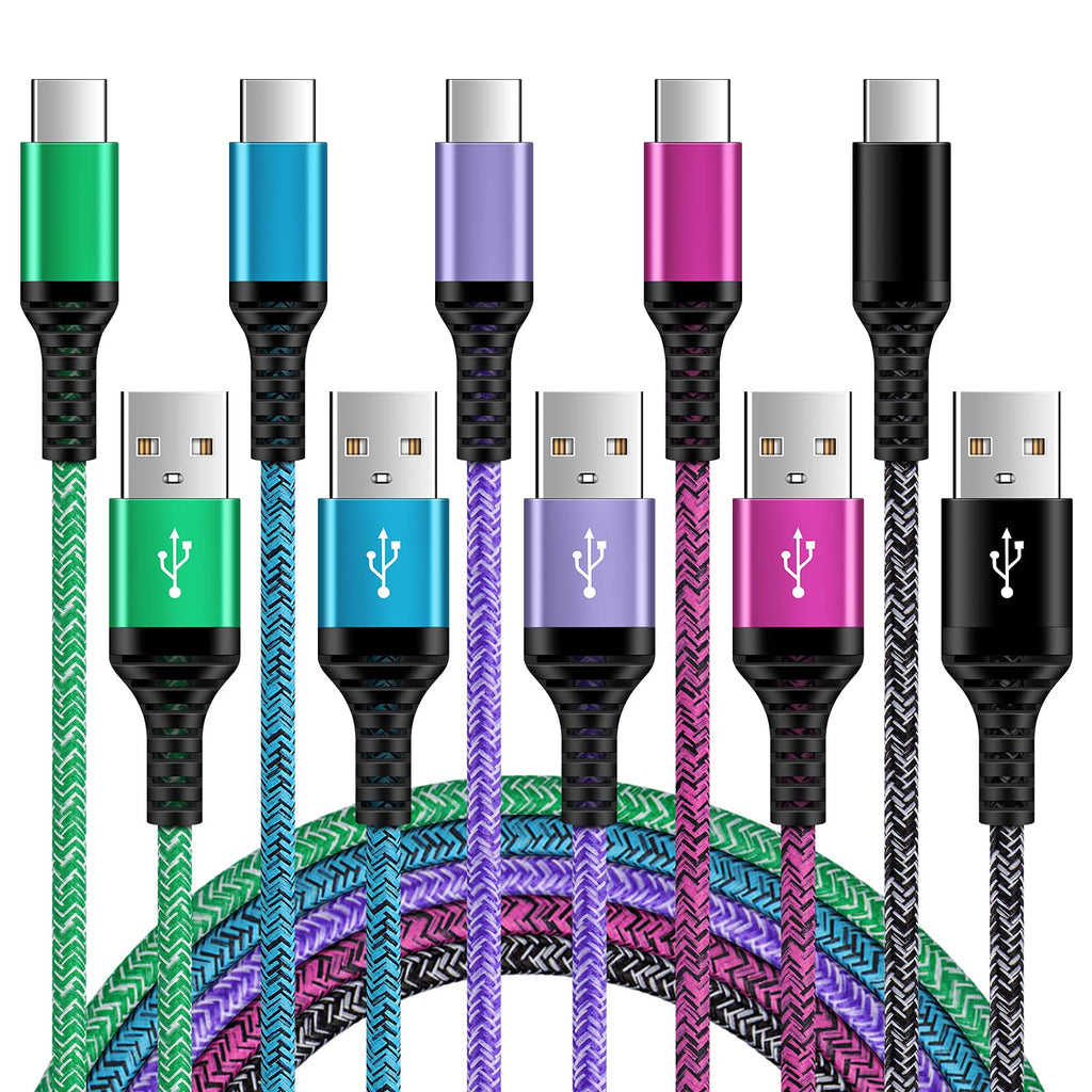 [Australia - AusPower] - USB C Charger Cable Fast Charge C Type Charging Power Cord 5Pack 6FT for Samsung Galaxy S22/S21/S21 Ultra/S21+/S20 FE Note 20 Ultra A13 A12 A11 A51 A21 A71 A10E A32 A42,Google Pixel 6 5 4A 4 3A 3XL 