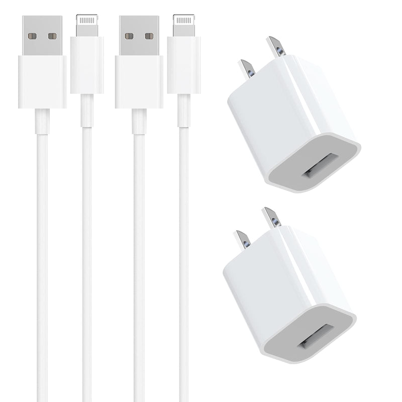 [Australia - AusPower] - [Apple MFi Certified] iPhone Fast Charger, Tynokun 2Pack USB Wall Charger Travel Plug with 2Pack Lightning to USB Quick Charge Sync Transfer Cable Compatible for iPhone 13/12/11/XS/XR/X 8/iPad/AirPods 