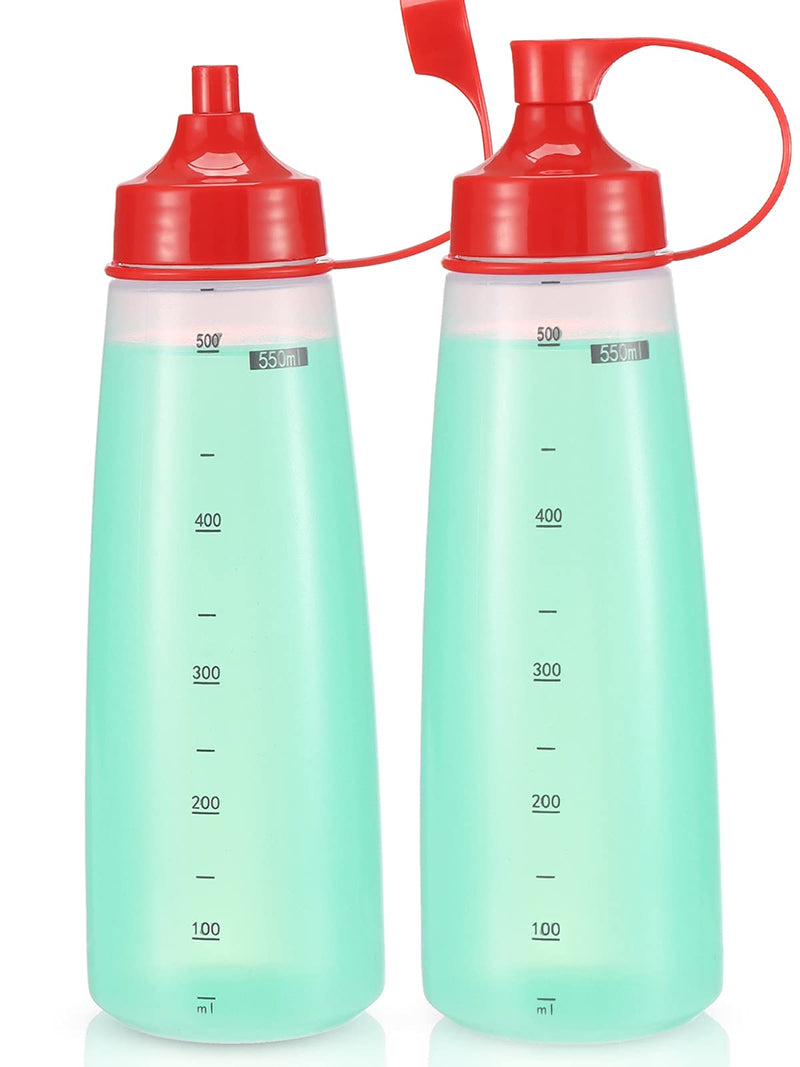 [Australia - AusPower] - oiununo Squeeze Bottles Wide Mouth - Pack of 2 Condiment Bottle Squeeze BPA free for Chunky Sauces, Resin, Crafts, Condiment Squeeze Bottles 550 mL/19 oz. (Red) Red*2 