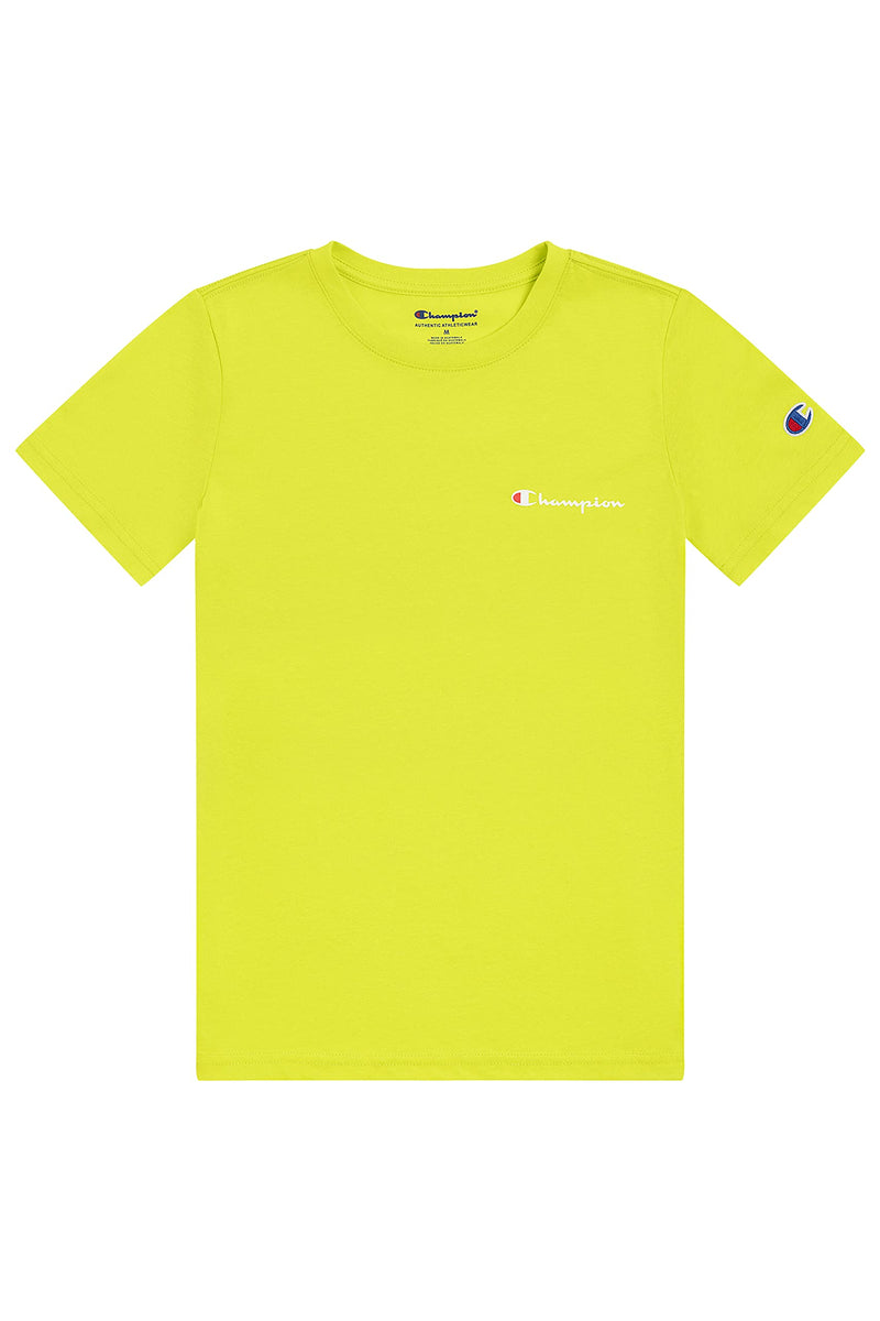 [Australia - AusPower] - Champion Boys Short Sleeve Tee Shirt Chest Script Big and Little Boys Top Sweet Green Large 