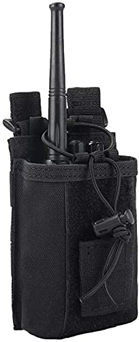 [Australia - AusPower] - YAKASO Tactical Radio Pouch - 1000D Tactical Molle Adjustable Two Way Radios Holder Bag Case for Walkie Talkies, Black 