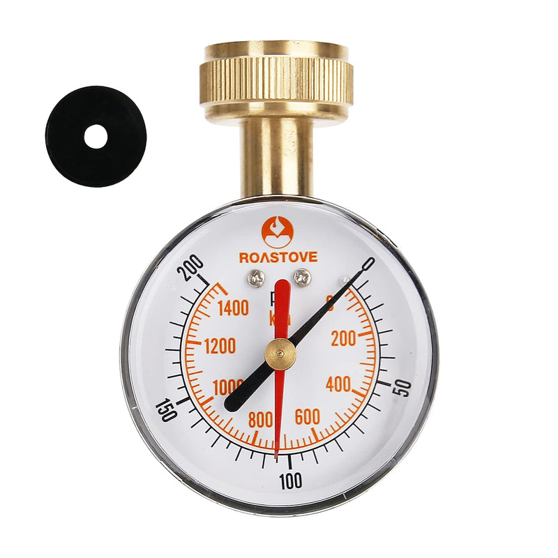 [Australia - AusPower] - Roastove 2-1/2" Water Pressure Test Gauge,House Water Pressure Gauge,Garden Hose Pressure Gauge, 3/4" Female Hose Thread, 0-200 psi/kpa with Red Drag Pointer Dry 