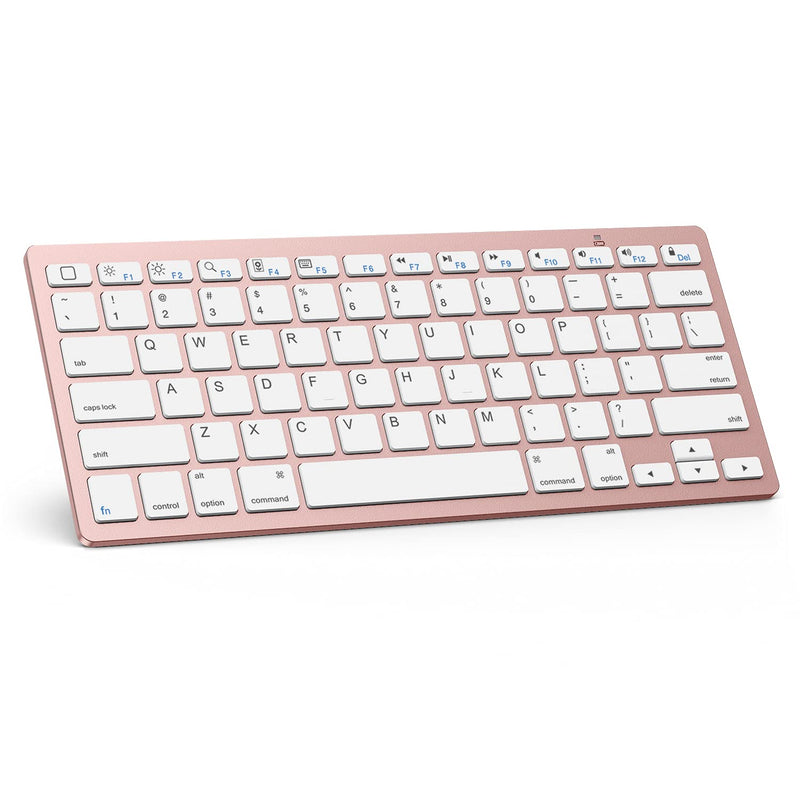 [Australia - AusPower] - OMOTON Ultra-Slim Bluetooth Keyboard Compatible with iPad 10.2(9th/ 8th/ 7th Generation)/ 9.7, iPad Air 4th Generation, iPad Pro 11/12.9, iPad Mini, and More Bluetooth Enabled Devices, Pink Gold 