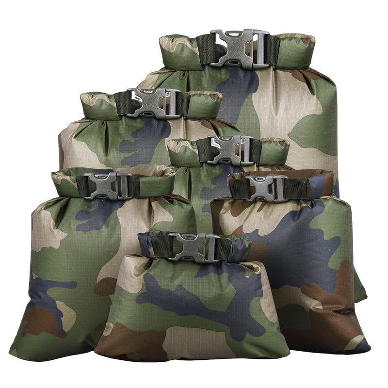 [Australia - AusPower] - 6 Pack Waterproof Dry Sacks, Lightweight Outdoor Dry Bags Ultimate Dry Bags for Kayaking Rafting Camping (8L, 5L, 3.5L, 3L, 2.5L, 1.5L) Camouflage 