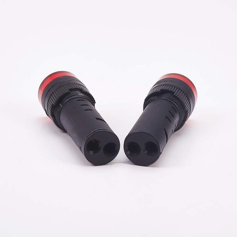 [Australia - AusPower] - Heyiarbeit 2pcs Red 12V 16 mm Plastic LED Indicator Signal Lamp, Buzzer Sound Panel Mount Led Light AD16-16SM Length 48.5mm 