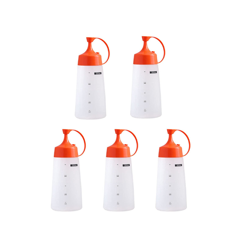 [Australia - AusPower] - 5 Packs Plastic Condiment Squeeze Bottles Set, Multipurpose Sauces Contains with Tip Cap Size 300ml for Barbecue Ketchup Dressing Syrup Arts Crafts 