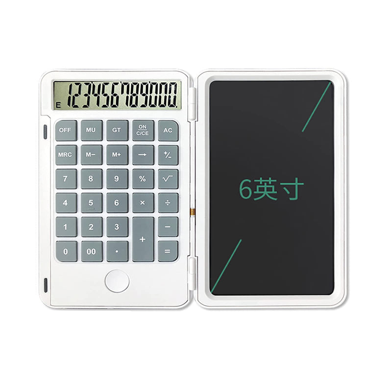 [Australia - AusPower] - Calculator, 12-Digit Desk Calculators with Writing Tablet,Mute Portable and Foldable Desktop Calculator,Multi-Function Basic Calculator for Office Meeting and Study,White 