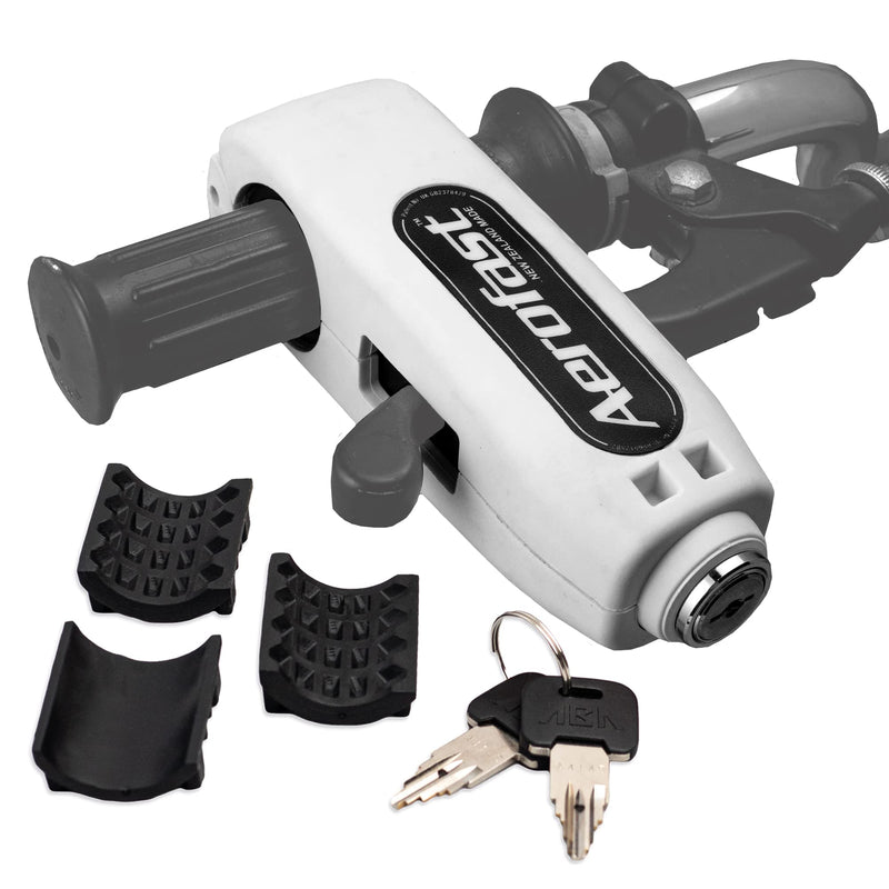 [Australia - AusPower] - Throttle Motorcycle Locks Anti Theft Handlebar Lock by Aerofast. Best Heavy Duty, Motorcycle Anti Theft Lock for Your Motorbike, ATV, Dirt Bike and Scooter - (White) White 