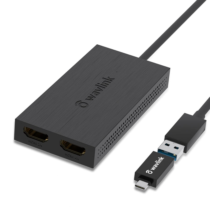[Australia - AusPower] - WAVLINK USB 3.0 to HDMI Dual Display Adapter, USB A or USB C to HDMI for Dual Monitors, Thunderbolt 3/4 Compatible, 4K@30Hz+1080P@60Hz for Windows, Mac OS, NOT Support for Linux & iPad OS USB 3.0 to Dual HDMI Adapter 