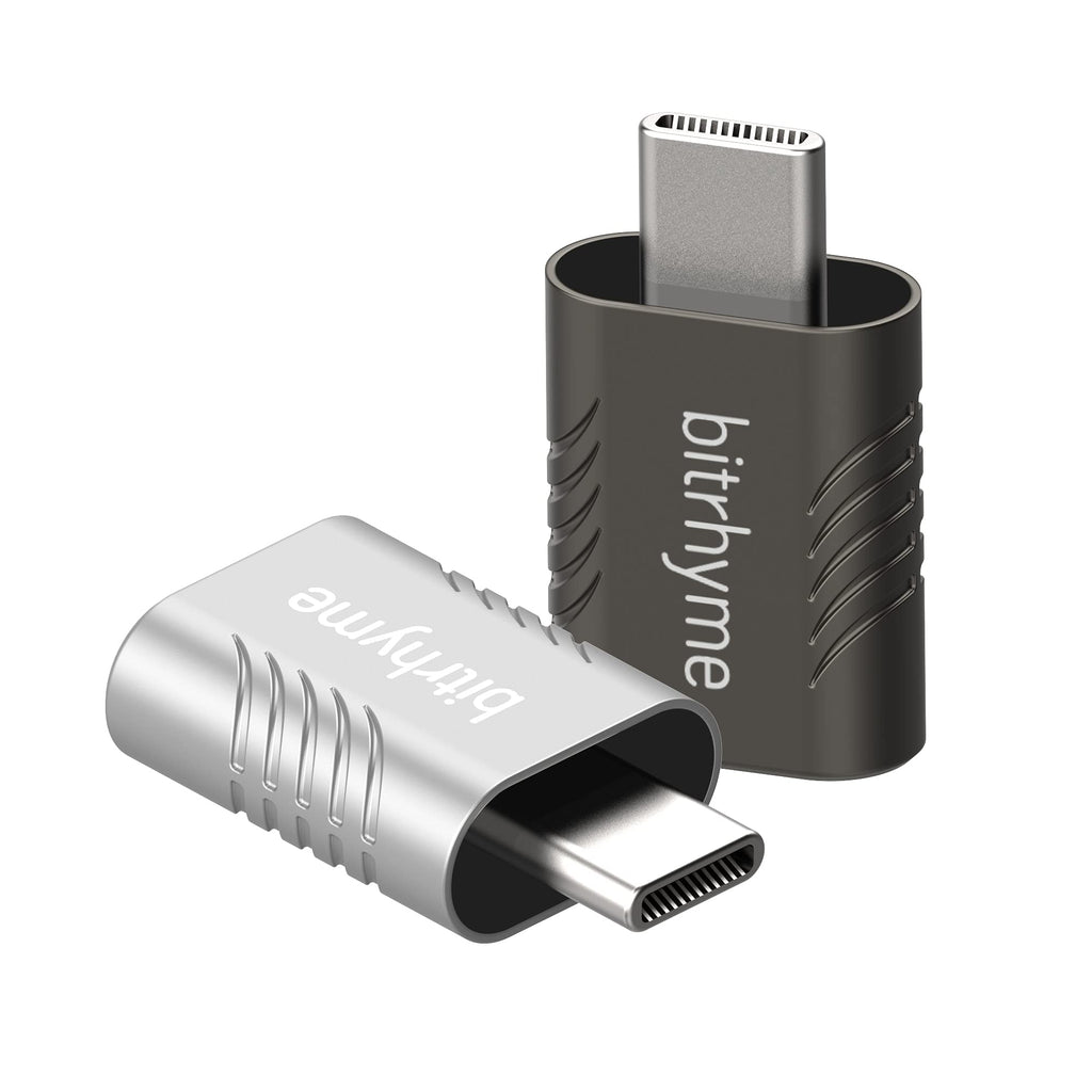 [Australia - AusPower] - Bitrhyme USB C to USB Adapter 2 Packs High-Speed Data Transfer USB Type-C to USB 3.0 Female Adapter for MacBook Pro 2020, Samsung Notebook and Other Type C or Thunderbolt 3 Devices (Silver/Space-Grey) 