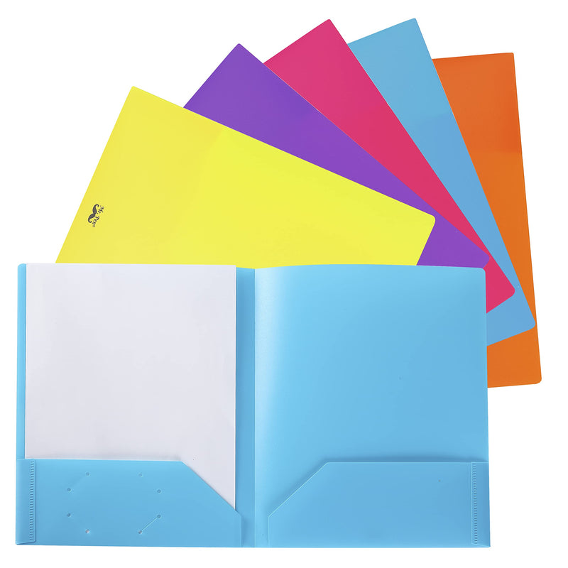 [Australia - AusPower] - Mr. Pen- Plastic Folders with Pockets, 5 pcs, Assorted Colors, Folders with Pockets, Heavy Duty Plastic Two Pocket Folders, Pocket Folders, Folders, 2 Pocket Plastic Folders, File Folders with Pockets 