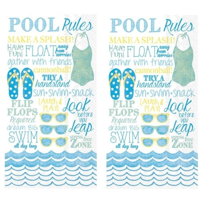 [Australia - AusPower] - Swimming Guest Towels, Decorative Paper Napkin 3-ply, 32-count - For Dinners, Birthdays, Weddings, Parties, Bar Serviettes and Special Occasions - Pool Rules 