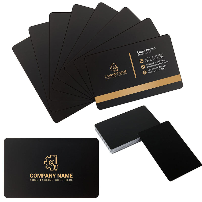 [Australia - AusPower] - FVIEXE 100PCS Metal Business Card Blanks for Laser Engraving, 0.21mm Thick Black Sublimation Aluminum Business Cards Name Cards Metallic DIY Gift Cards VIP Cards for Custom Engrave Color Print 