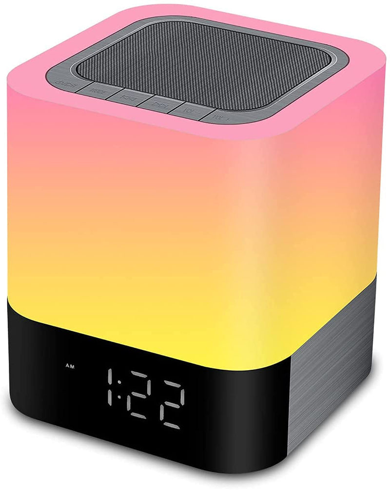 [Australia - AusPower] - Night Light Bluetooth Speaker,Alarm Bluetooth Speaker,Touch Sensor Bedside Dimmable Multicolour Changing Bedside, Best Gifts for 10 Year Old Girl,Teenage Girls Gifts Ideas 