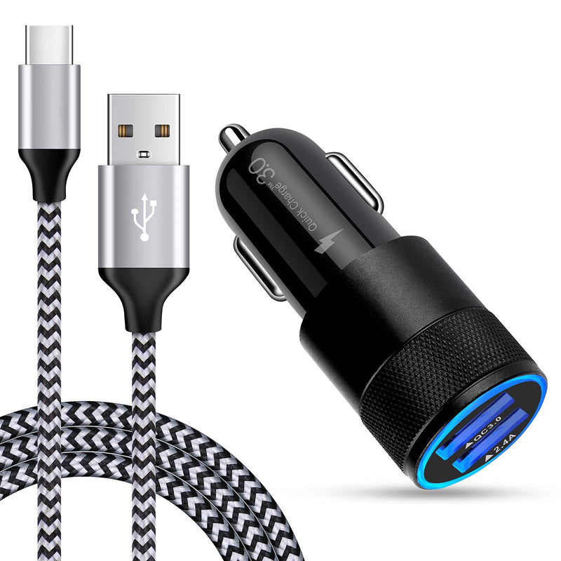 [Australia - AusPower] - Type C Fast Car Charger for Samsung Galaxy A53 5G/A73/Z Fold3/Z Flip3/S22 Ultra/S22+/S21/S21 FE/S20/Note20 Ultra/S10e/S10/S9/S8/Plus,Dual Port Cigarette Lighter USB Charger Car Adapter+USB C Cable 6FT 