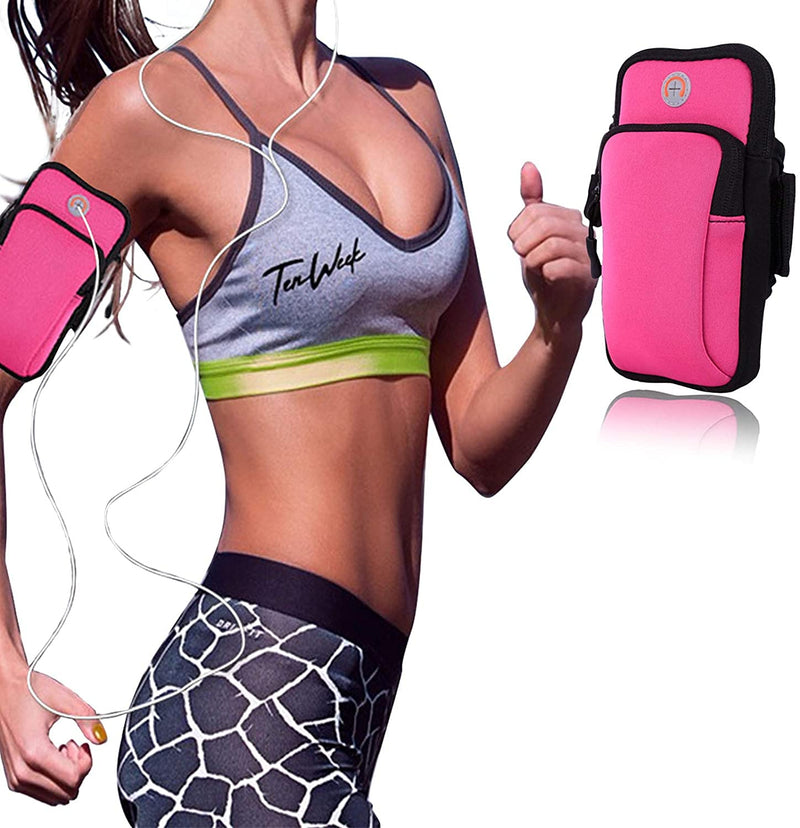 [Australia - AusPower] - UFANME Running Armband, Sports Armband Armbag Bag, Armband Phone Holder, Running Bag, Armband Bag, for iPhone Xs MAX XR XS 8/7 Plus, Samsung, Cellphone Up to 6" (Pink) Pink 